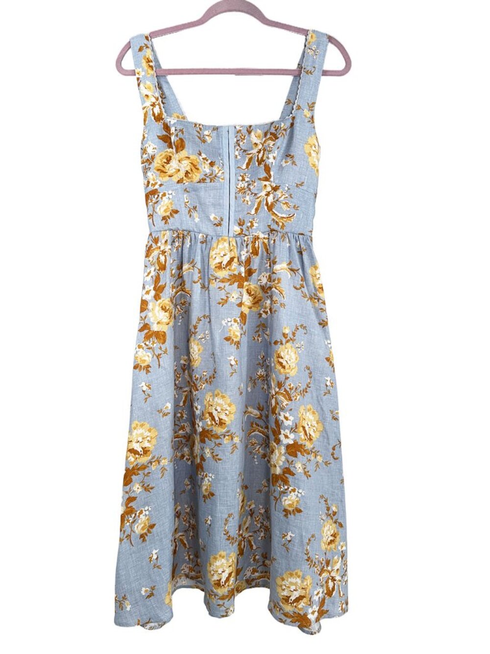 NWT Reformation Tagliatelle Heavenly Midi Linen Dress Blue Yellow Floral 2 - Picture 2 of 8